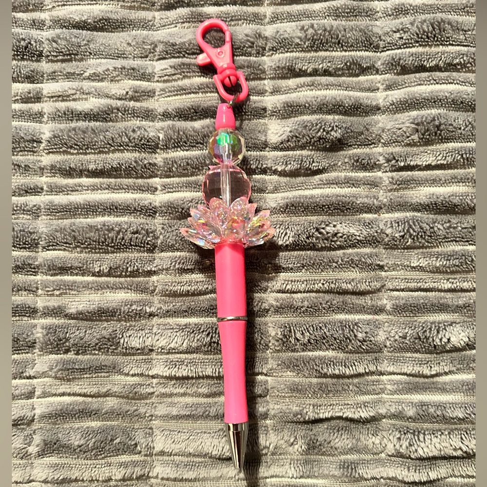 Pink Lotus Flower Pen Keychain